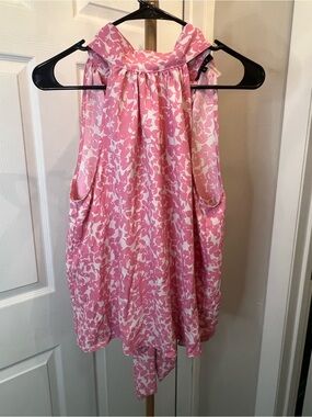 1.STATE Pink & White Floral Sleeveless top w/ back tie.